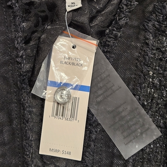 Nanette Lapore Cotton Tweed Jacket With Open Front In Black & Silver Sequins NWT - Picture 14 of 14